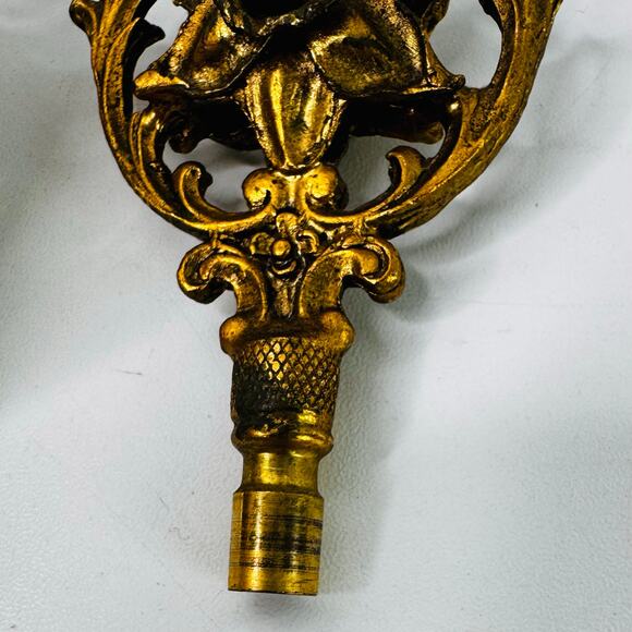 Vintage Gold Ormolu Perfume Bottle Beveled Glass Filigree Hollywood Floral - Picture 7 of 9